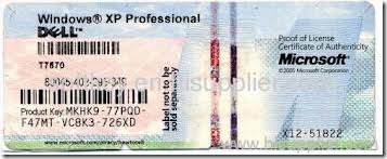 Windows License Sticker XP Pro Dell